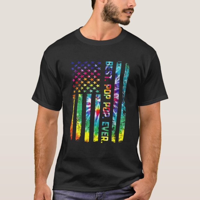 T-shirt Meilleur Pop Pop Jour Tie Dye Drapeau Américain T  (Devant)