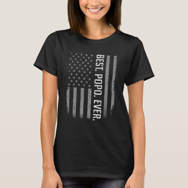 T-shirt Meilleur Popo Jamais US American Flag Shirt Cadeau (Devant)