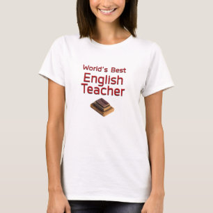 T-shirt Meilleur professeur d'anglais avec livres au monde