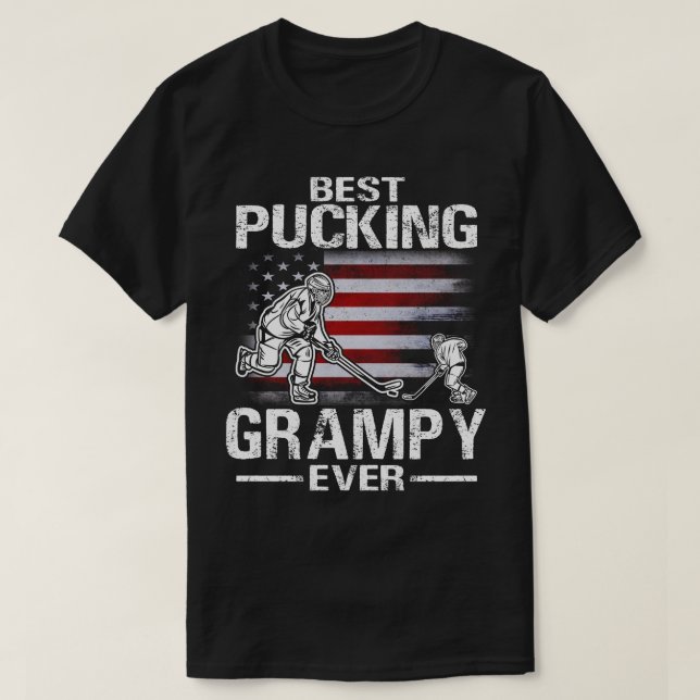 T-shirt Meilleur Pucking GRAMPY Jamais Hockey US Drapeau P (Design devant)