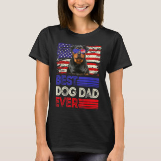 T-shirt Meilleur Rottweiler papa jamais American Flag Patr