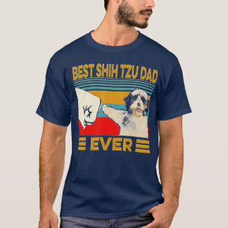 T-shirt Meilleur Shih Tzu Papa Jamais Retro Vintage
