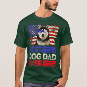 T-shirt Meilleur Sibérie Husky Papa Jamais American Flag P