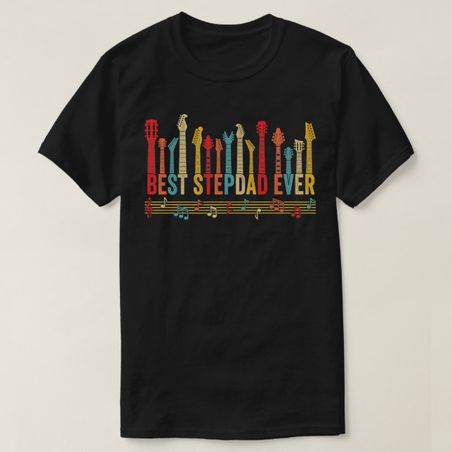 T-shirt Meilleur Stepdad Jamais Papa Pères Guitare (Design devant)