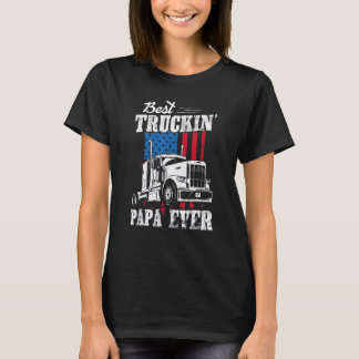 T-shirt Meilleur Truckin' Papa Ever Usa Drapeau Drapeau Dr