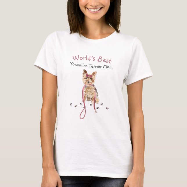 T-shirt Meilleur Yorkshire Terrier Maman Aquarelle mignonn (Devant)