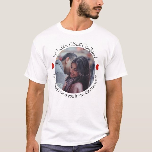 T-shirt Meilleure amie du monde ronde photo personnalisée (Devant)