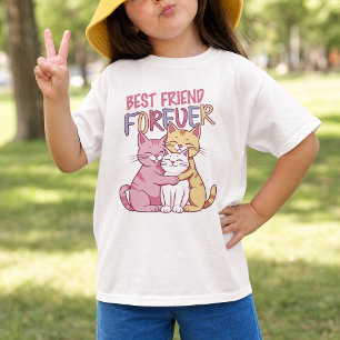 T-shirt Meilleure Amie Pour Toujours Typographie de Chats