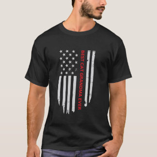 T-shirt Meilleure Grand-mère de chat Drapeau américain