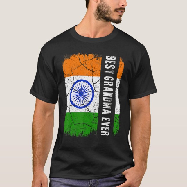 T-shirt Meilleure grand-mère indienne jamais Inde Drapeau  (Devant)