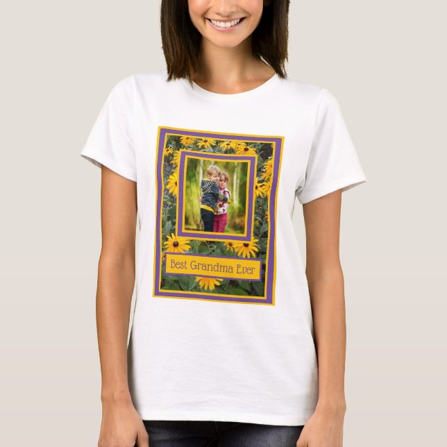 T-shirt Meilleure grand-mère jamais - Fleurs Jaunes Lumine (Devant)