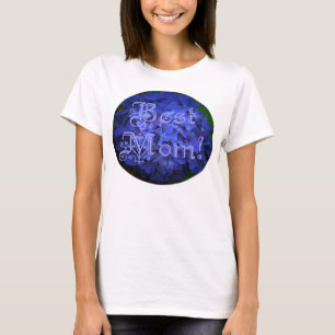 T-shirt Meilleure maman avec Arrière - plan de fleurs bleu