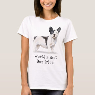 T-shirt Meilleure maman chien du monde aquarelle French Bu