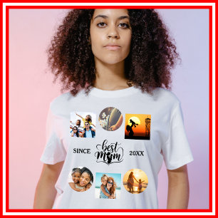 T-shirt Meilleure Maman Collage de Photos Écriture Élégant