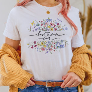 T-shirt Meilleure maman jamais   Aquarelle Fleur sauvage B
