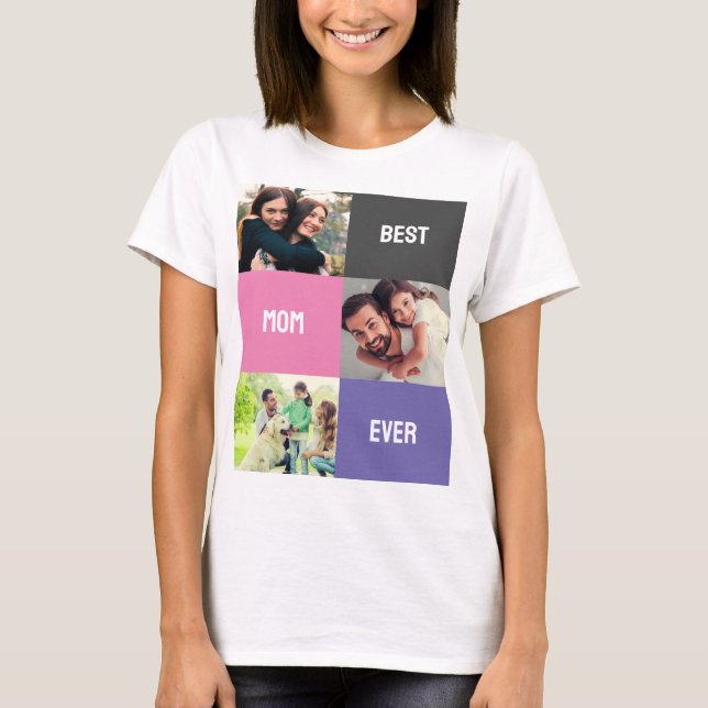 T-shirt Meilleure maman jamais | Collage photo de la fête  (Devant)