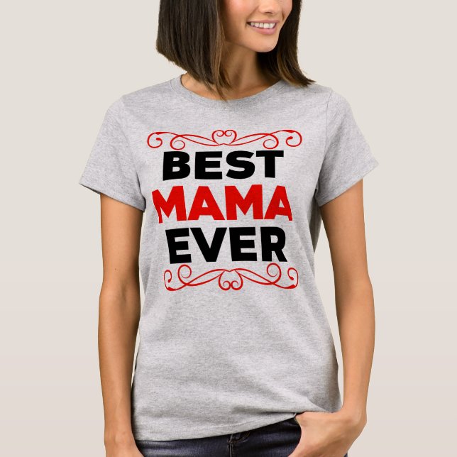 T-shirt Meilleure maman jamais, rouge et noir (Devant)