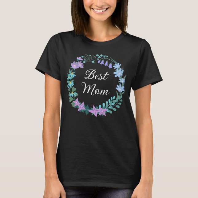 T-shirt Meilleure maman mère Floral Bluebells Verdure Wrea (Devant)