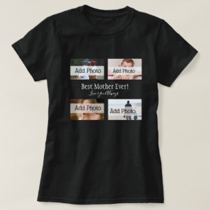 T-shirt Meilleure Mère Jamais Photo Collage Blanc Script N