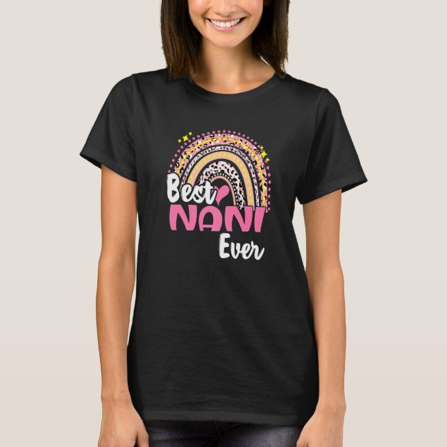 T-shirt Meilleure Nani Jamais Drôle Léopard Rose Mères Arc (Devant)