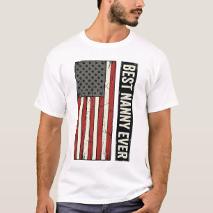 T-shirt Meilleure Nounou Patriote Vintage Drapeau Chemise 