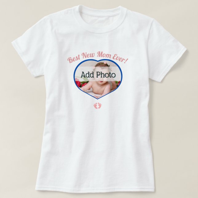 T-shirt Meilleure nouvelle mère bébé photo bébé fille coeu (Design devant)