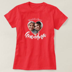 T-shirt Meilleure photo de coeur personnalisée de grand-mè