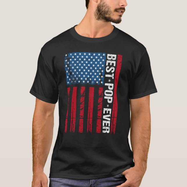 T-shirt Meilleure Pop Ever Us Drapeau grand-père Fête des  (Devant)