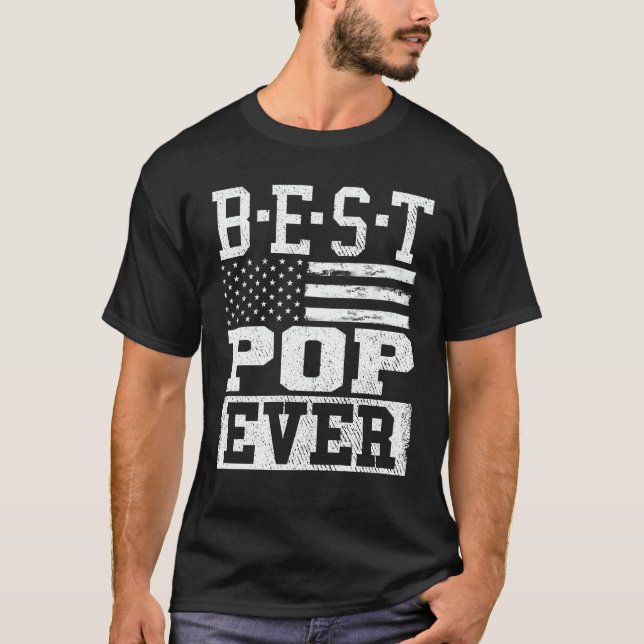 T-shirt Meilleure Pop Ever Us Drapeau grand-père Fête des  (Devant)