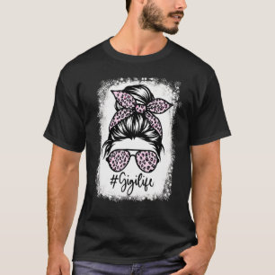 T-shirt Meilleure Tante Vie Messy Bun Leopard Bleached Tan