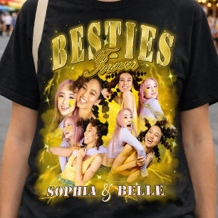 T-shirt Meilleures Amies Jaune Noir Rétro Y2K Bootleg Ajou