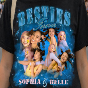 T-shirt Meilleures Amies Rétro Y2k Bleu 90s Bootleg BFF Ph