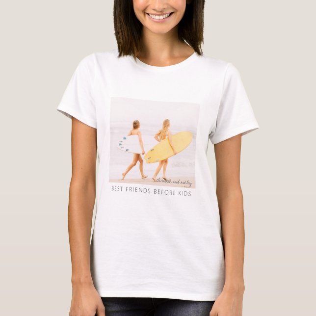 T-shirt Meilleurs amis avant et après les enfants Photo mo (Devant)