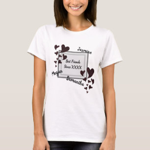 T-shirt Meilleurs amis Bright Red Heart Long amitié
