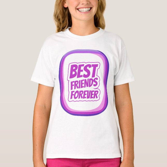 T-shirt Meilleurs Amis Phrase Dans Un Cadre Rose (Devant)