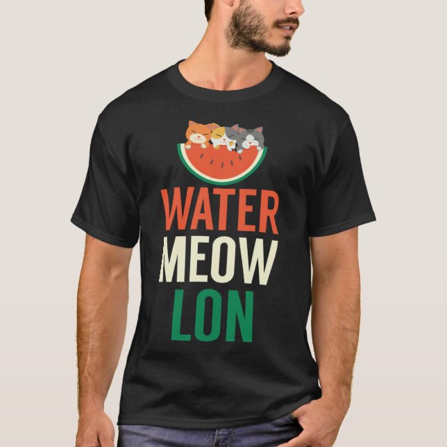 T-shirt Mélange D'Eau Meow Melon Melon Avec Chats Melon Gr (Devant)