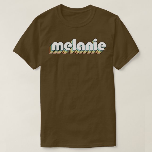 T-shirt Melanie Retro Typographie arc-en-ciel style défraî (Design devant)