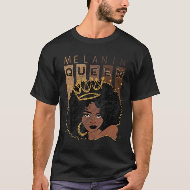 T-shirt Melanin Queen African American Strong Black Natura (Devant)