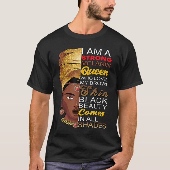 T-shirt Melanin Queen African American Strong Black Natura (Devant)