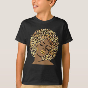 T-shirt Melanin Queen Leopard Afro Cheveux Africain Améric