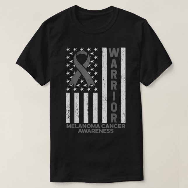 T-shirt Melanoma Cancer Awareness Guerrier Drapeau América (Design devant)