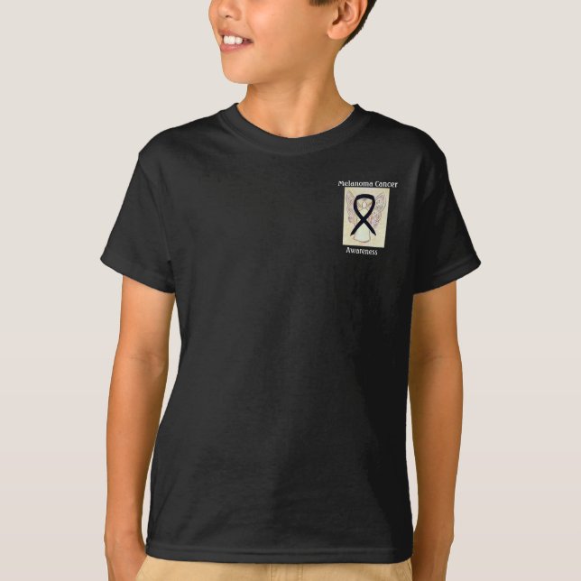 T-shirt Melanoma Cancer Sensibilisation Ribbon Angel Custo (Devant)