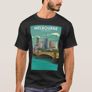 T-shirt Melbourne Vintage Minimal Australie affiche de voy