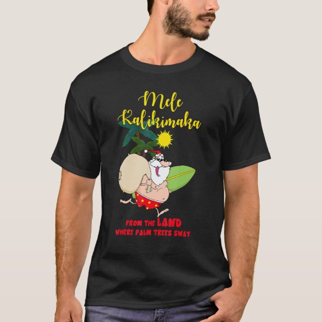 T-shirt Mele a Kalikimaka La Terre Palmiers Santa Claus (Devant)