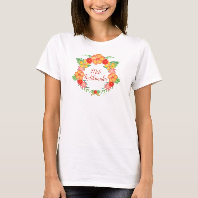 T-shirt Mele Kalikimaka avec Hibiscus (Devant)