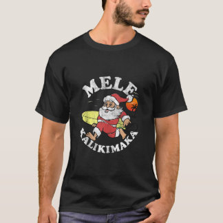 T-shirt Mele Kalikimaka Christmas Santa Surfing a Wave Sha