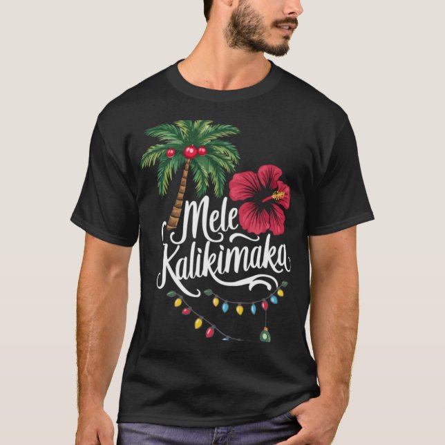 T-shirt Mele Kalikimaka Hawaii Santa Hawaiian Merry Christ (Devant)