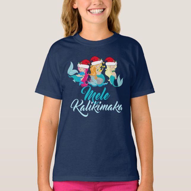 T-shirt Mele Kalikimaka Mermaid Christmas mignon Kids (Devant)