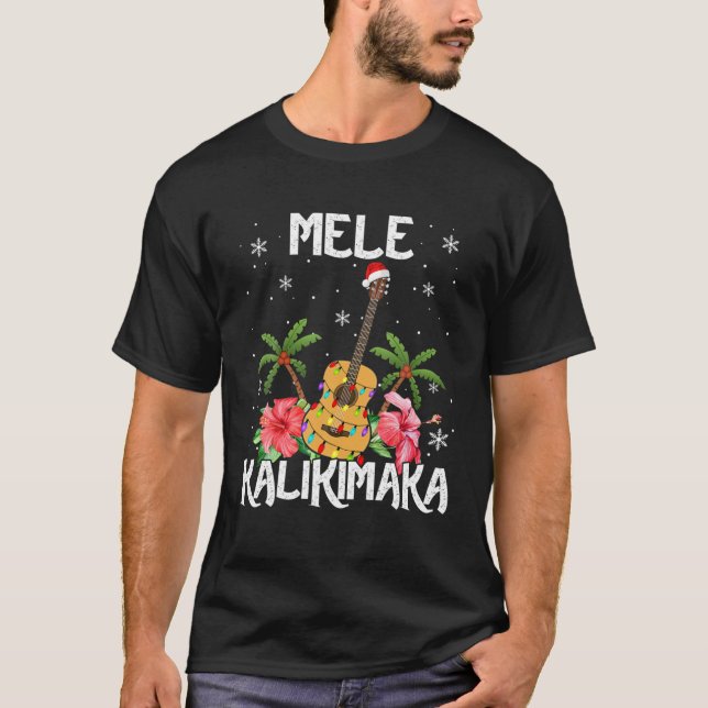 T-shirt Mele Kalikimaka Merry Xmas Light Santa Hawaiian Gu (Devant)