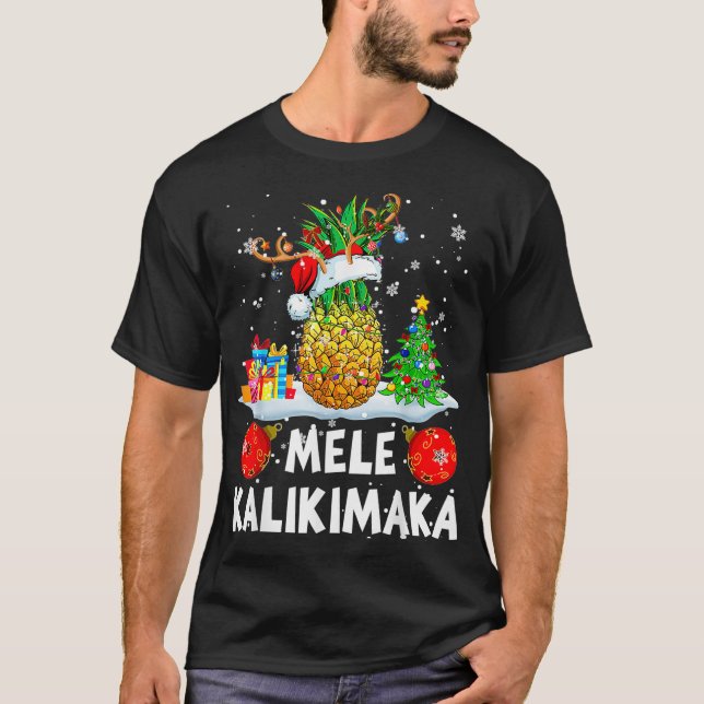 T-shirt Mele Kalikimaka Merry Xmas Père Noël Reindeer Pine (Devant)